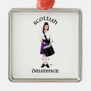 Scottish Drummer - Purple Kilt Metal Ornament