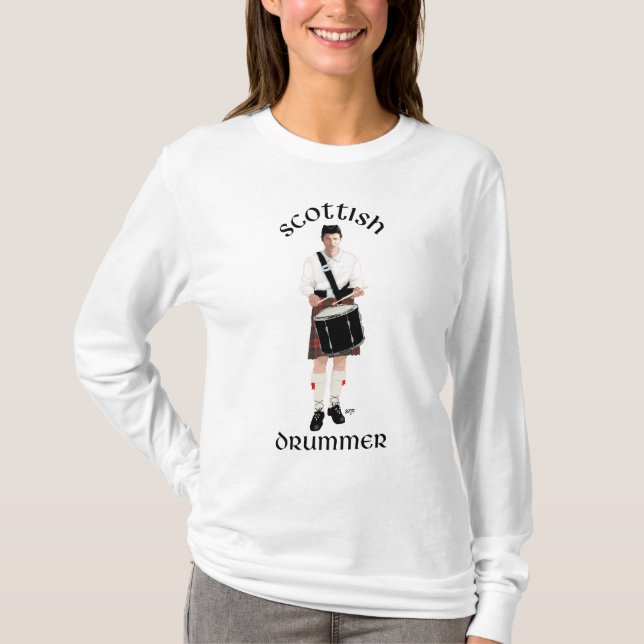 Scottish Drummer - Red Kilt T-Shirt (Front)