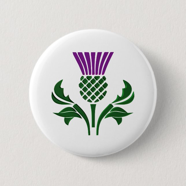 Scottish emblem thistle 2 inch round button (Front)