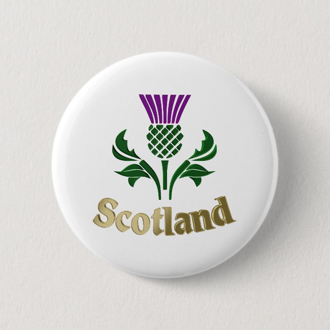 Scottish emblem thistle 2 inch round button (Front)