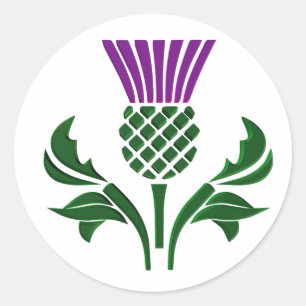 Scottish emblem thistle classic round sticker