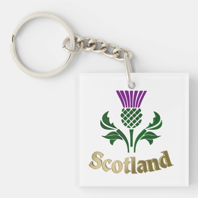 Scottish emblem thistle keychain (Front)