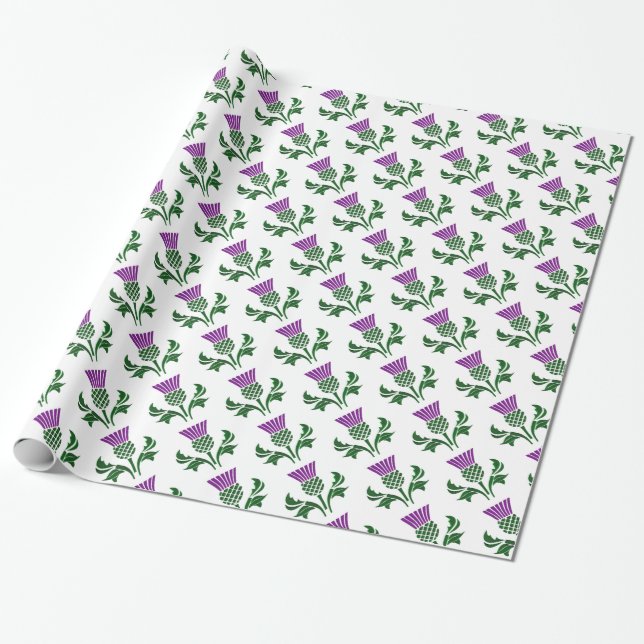 Scottish emblem thistle wrapping paper (Unrolled)