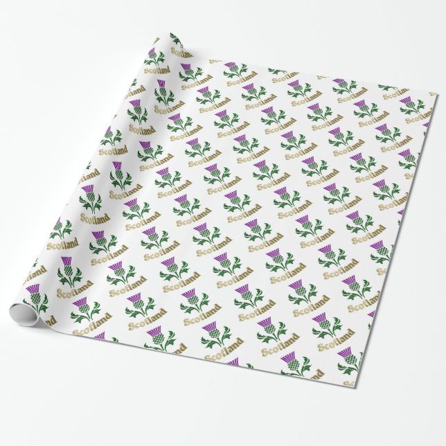 Scottish emblem thistle wrapping paper (Unrolled)