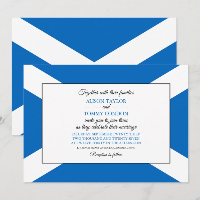 Scottish Flag, Flag of Scotland Wedding Invitation (Front/Back)