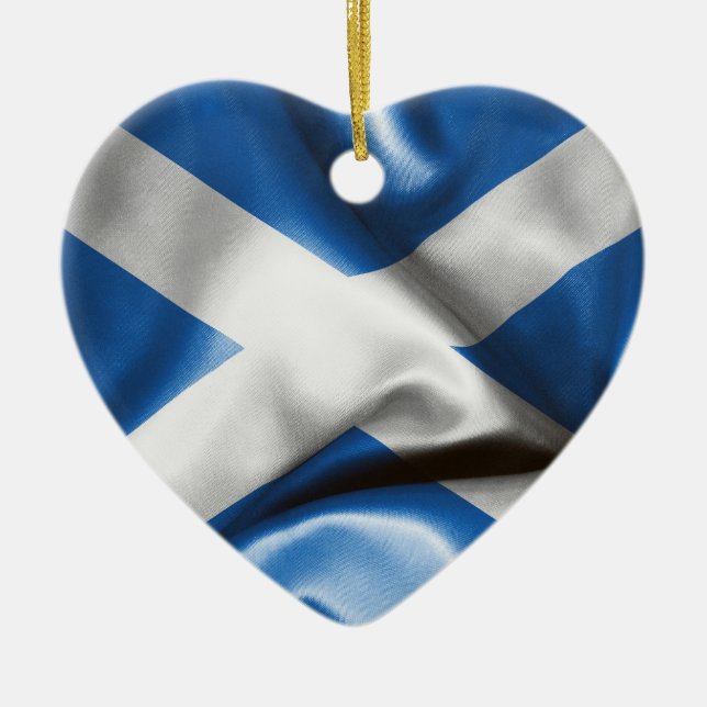 Scottish Flag Heart Christmas Ornament (Front)
