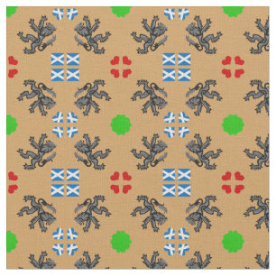 Scottish Flag & Lion Hearts, Scotland fashion GLD2 Fabric