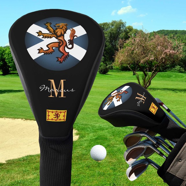 Scottish Flag & Lion, Monogrammed Golf Clubs Head Cover (Creator Uploaded)
