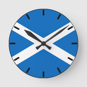 Scottish Flag of Scotland Saint Andrew’s Cross S Round Clock