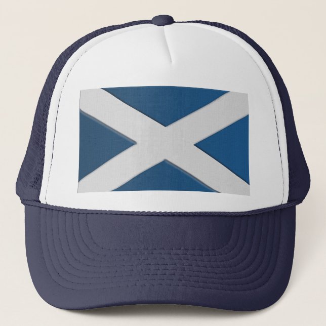 Scottish Flag of St Andrew, Patriotic Scotland Trucker Hat (Front)