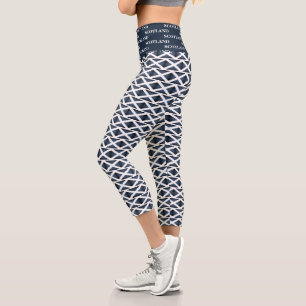 Scottish flag pattern high waist capri leggings