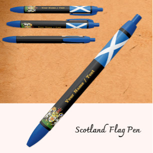 Scottish Flag Pen, Scotland / Personalized Black Ink Pen