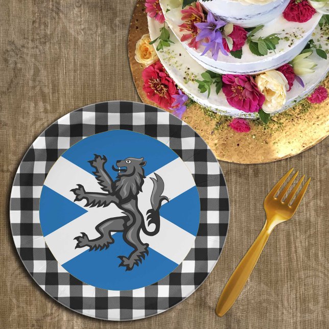 Scottish Flag Plate, Rampant, plaid, Scotland Paper Plate (Creator Uploaded)
