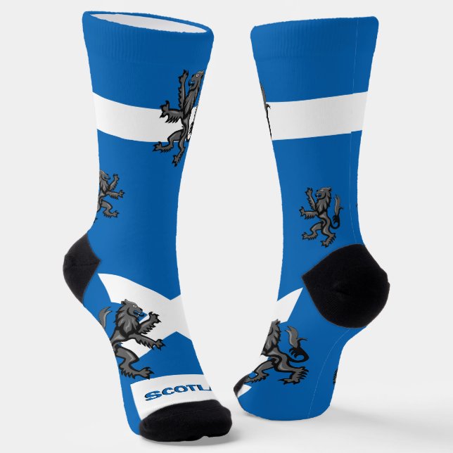 Scottish Flag, Rampant Patriotic, Scotland Socks (Angled)