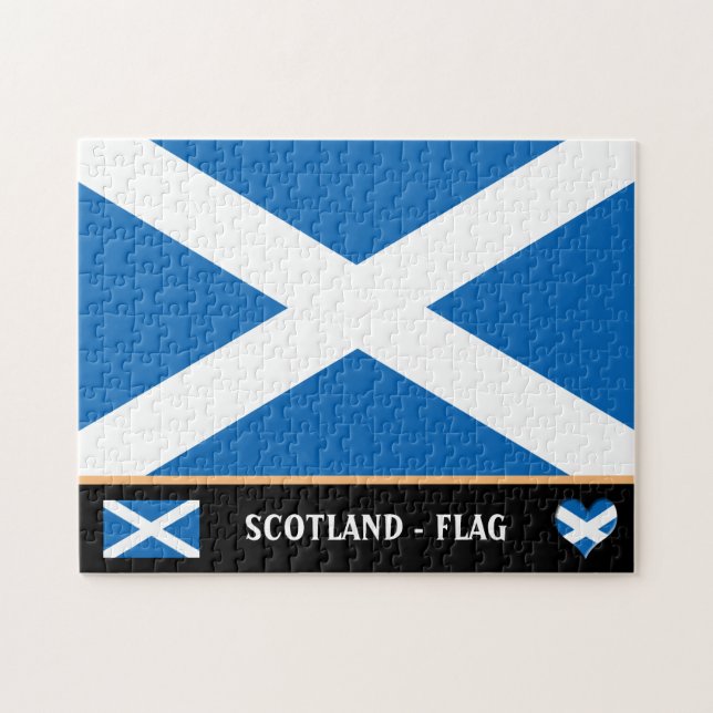 Scottish Flag & Scottish country / Scotland Jigsaw Puzzle (Horizontal)
