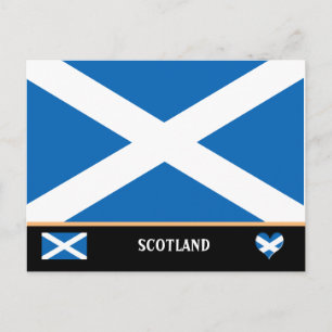 Scottish Flag & Scotts country travel / Scotland Postcard