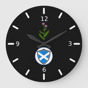 Scottish flag-thistle large clock