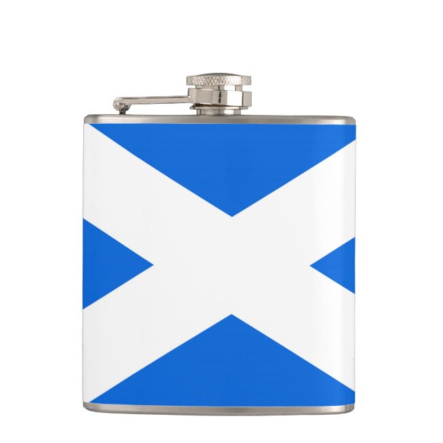 Scottish Flag Vinyl Wrapped flat Hip Flask (Front)