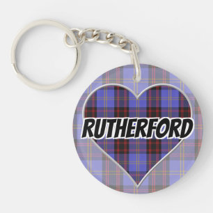 Scottish Flash Clan Rutherford Tartan Heart Keychain
