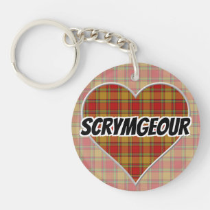 Scottish Flash Clan Scrymgeour Tartan Heart Keychain