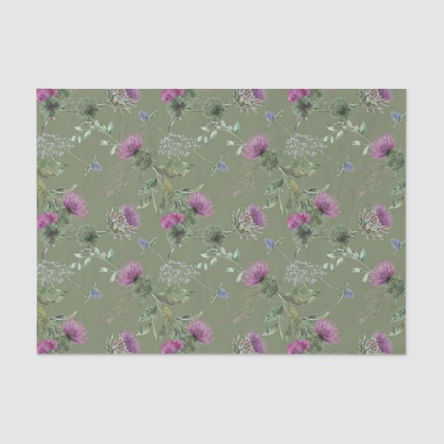 Scottish Floral and Tartan Series Design 4 Tissue Paper (Front)