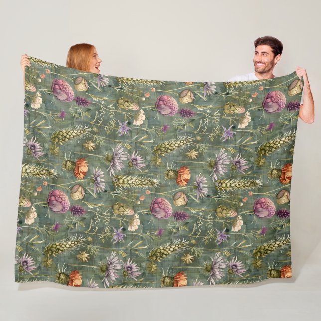 Scottish flowers fleece blanket (In Situ)