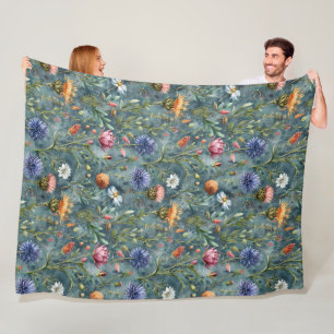 Scottish flowers fleece blanket
