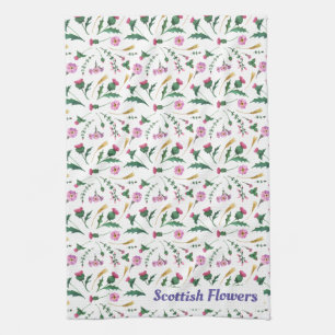 Scottish Flowers Tea Towel