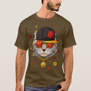 Scottish Fold Basketball Bball Player Coach Sports T-Shirt