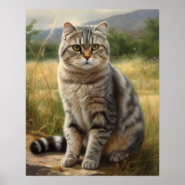 Scottish Fold Cat Art Print Poster (Front)