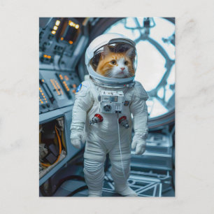 Scottish Fold cat inside space capsule Holiday Postcard