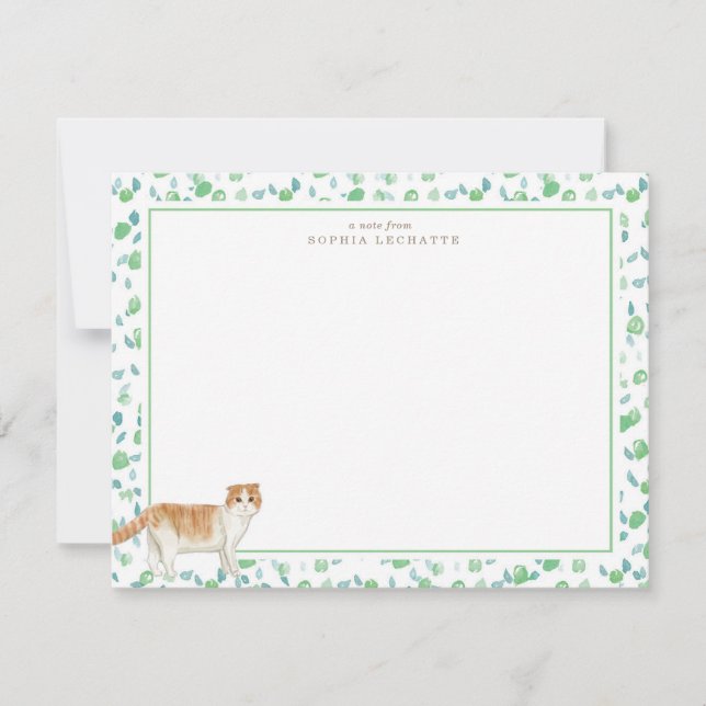 Scottish Fold Cat Personalized Stationery Card (Front)
