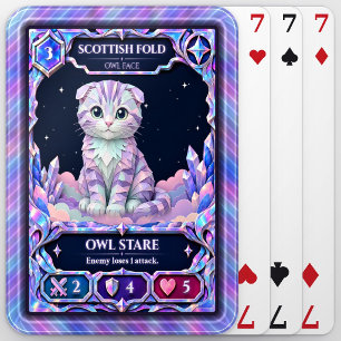 Scottish Fold Cat, Rainbow Foil Art Playing Cards