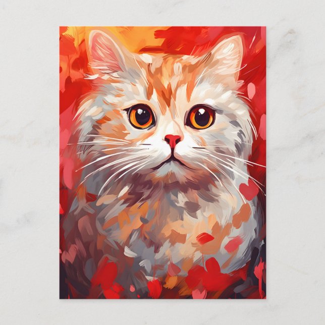 Scottish Fold Cat Valentine's day Postcard (Front)