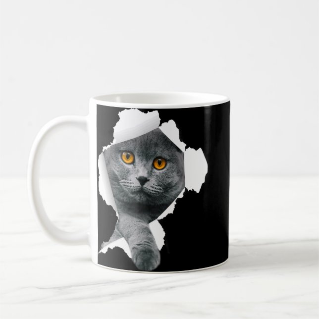 Scottish Fold Cats Torn Cloth Kitten  Coffee Mug (Left)