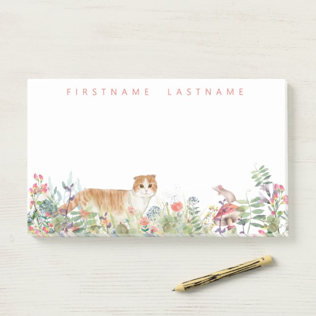 Scottish Fold Flower Garden | Personalized Post-it Notes (On Desk)