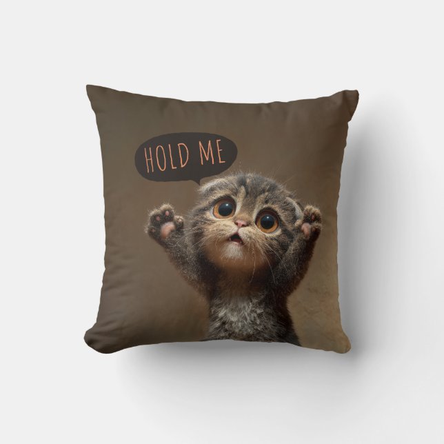 (Scottish Fold) "Hold Me" Emotional Support Throw Pillow (Front)