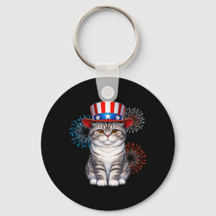 Scottish Fold July 4th of July Cat Fourth of July Keychain