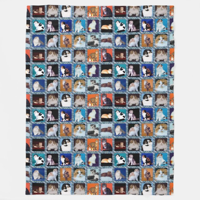 scottish fold mural fleece blanket (Front)