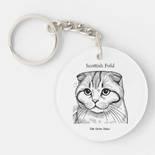 Scottish Fold Portrait Keychain