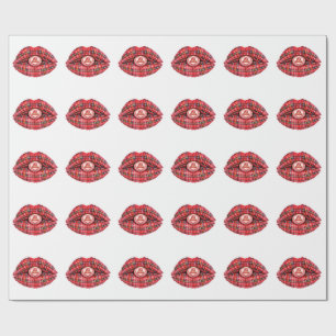 Scottish Gift Tartan Lips Love Pop Art Wrapping Paper