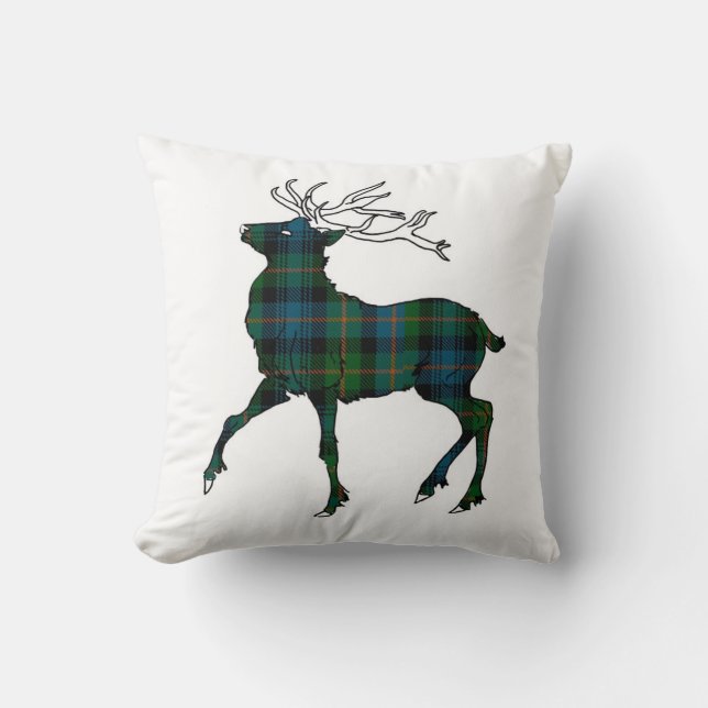 Scottish (Glenalmond) Tartan Stag Throw Throw Pillow (Front)