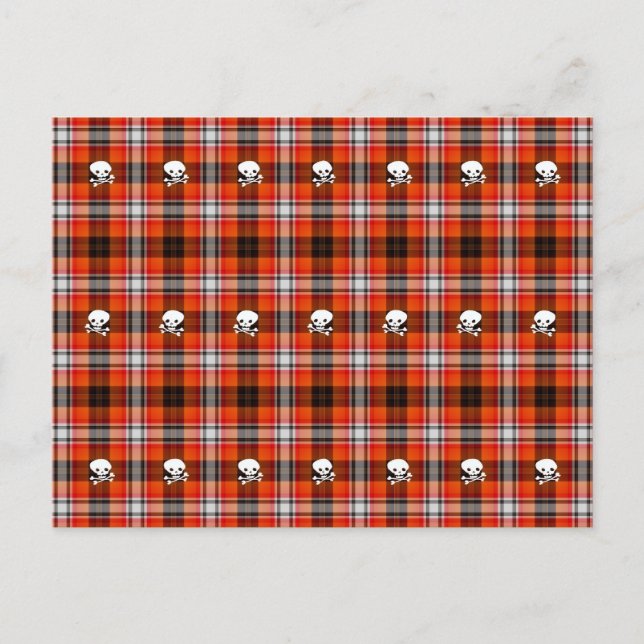 Scottish goth skulls plaid postcard (Front)