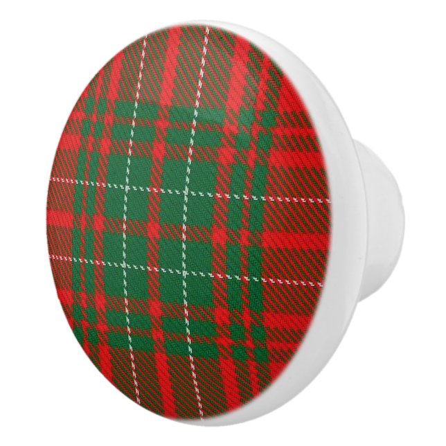 Scottish Grandeur Clan Cumming Red Tartan Plaid Ceramic Knob (Right)