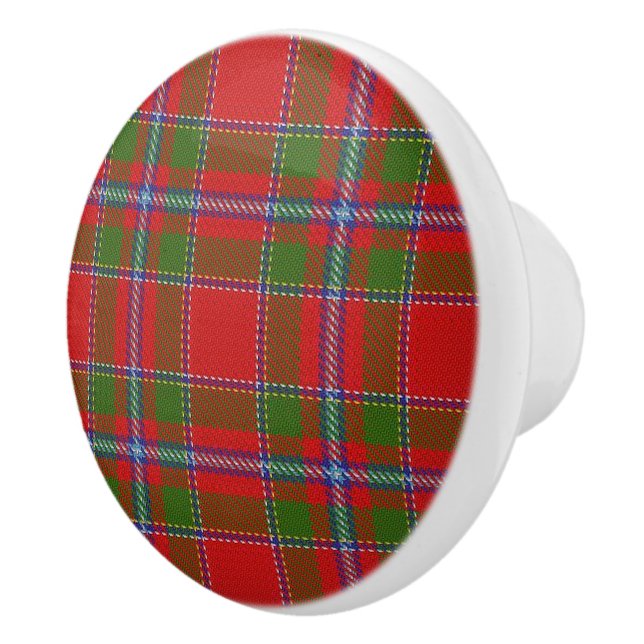 Scottish Grandeur Clan Drummond Tartan Plaid Ceramic Knob (Right)