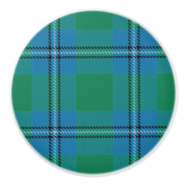 Scottish Grandeur Clan Irvine Irwin Tartan Plaid Ceramic Knob (Front)