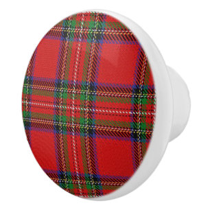 Scottish Grandeur Clan Stewart Tartan Plaid Ceramic Knob