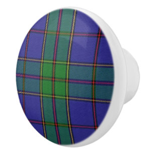 Scottish Grandeur Clan Strachan Tartan Plaid Ceramic Knob