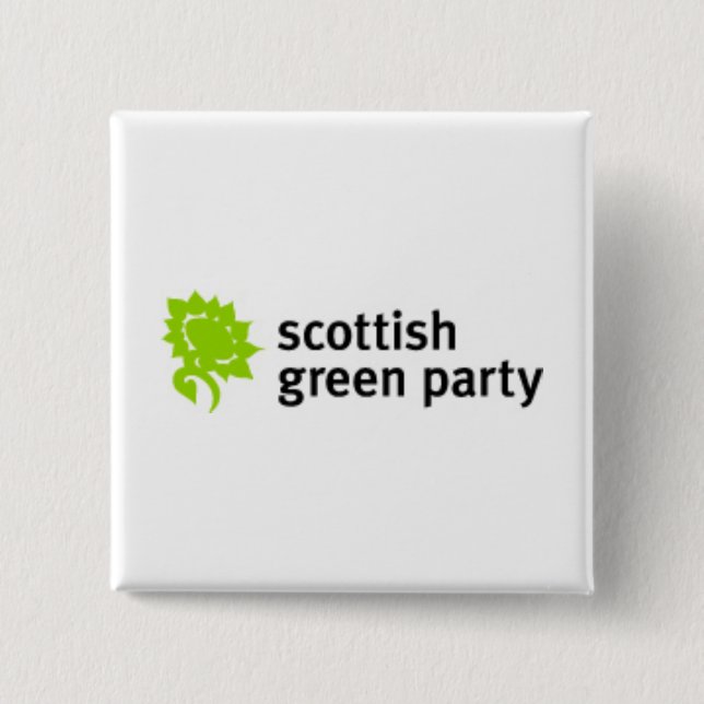 Scottish Green Party Logo 2 Inch Square Button (Front)