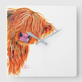 Scottish Hairy Highland Cow ' PEEKABOO ' Clock